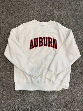 Champion White Auburn Arch Logo Crewneck Sweatshirt